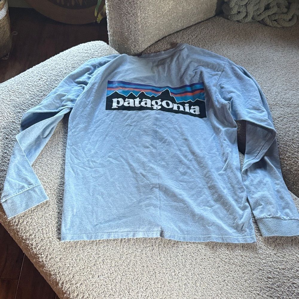 Patagonia Blue Long Sleeve Shirt with Logo